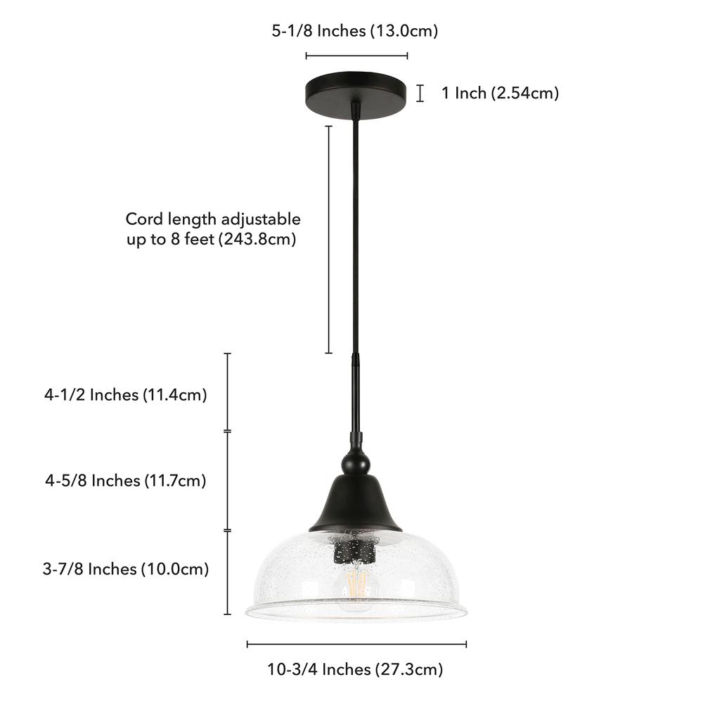 Magnolia 10.75" Wide Pendant with Glass Shade in Blackened Bronze/Seeded. Picture 5