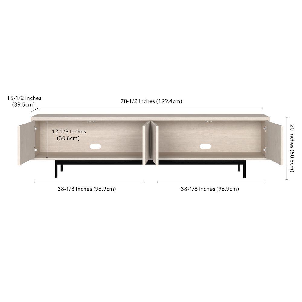 Whitman Rectangular TV Stand for TV's up to 85" in Alder White. Picture 5