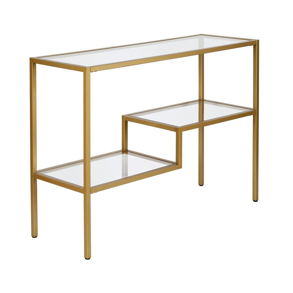 Lovett 42'' Wide Rectangular Console Table in Brass. Picture 1