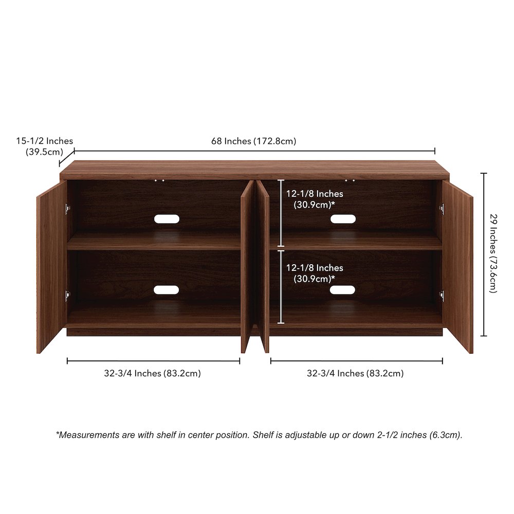 Alston 68" Wide Rectangular Buffet Table in Satin Walnut. Picture 3
