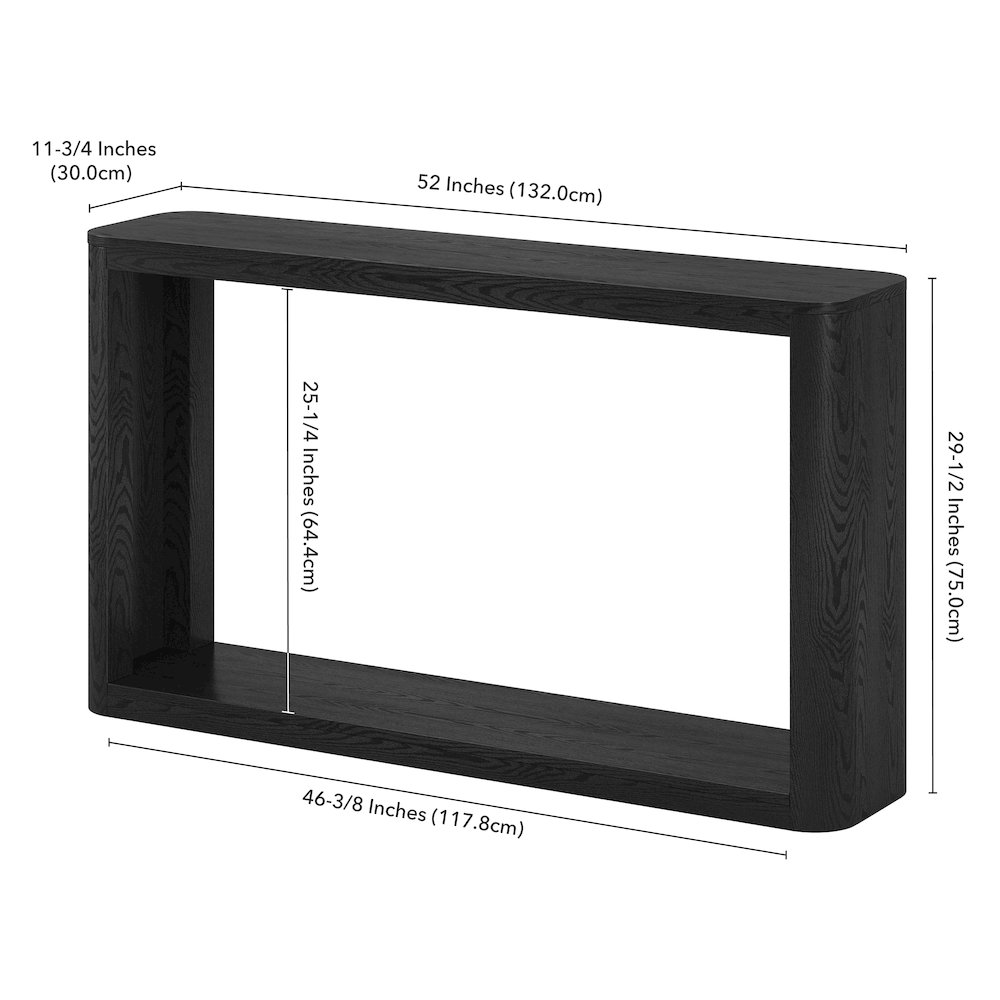 Kellan 52" Wide Rectangular Console Table in Black Grain. Picture 5