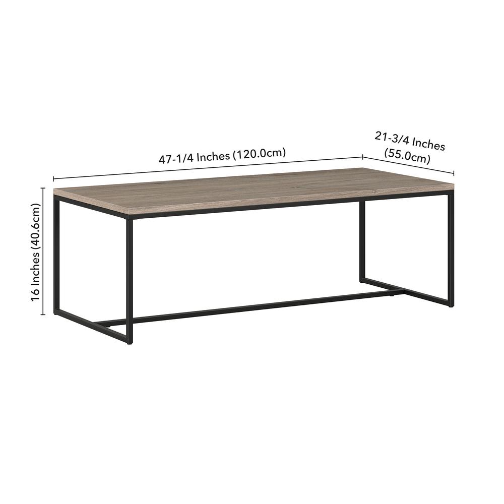 Boone 47.25" Wide Rectangular Coffee Table in Antiqued Gray Oak. Picture 4