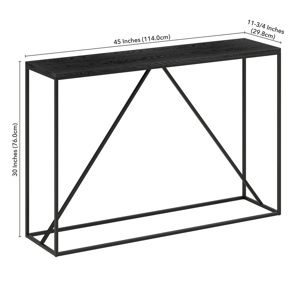 Nia 45" Wide Rectangular Console Table in Blackened Bronze/Black Grain. Picture 5