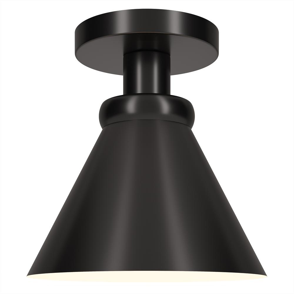 Zeno 8.5" Semi Flush Mount with Metal Shade in Blackened Bronze/Blackened Bronze. Picture 3