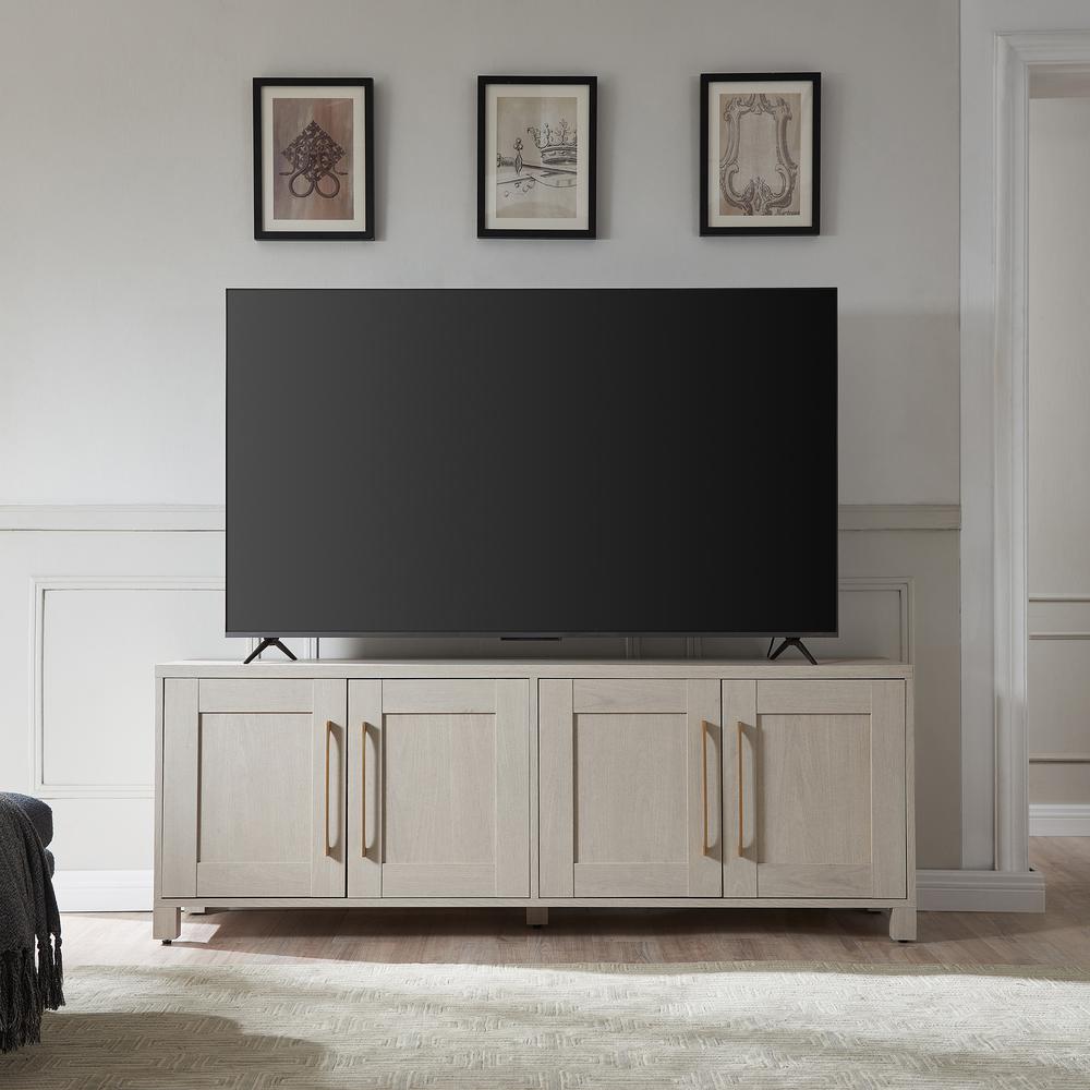 Chabot Rectangular TV Stand for TV's up to 80" in Alder White. Picture 4