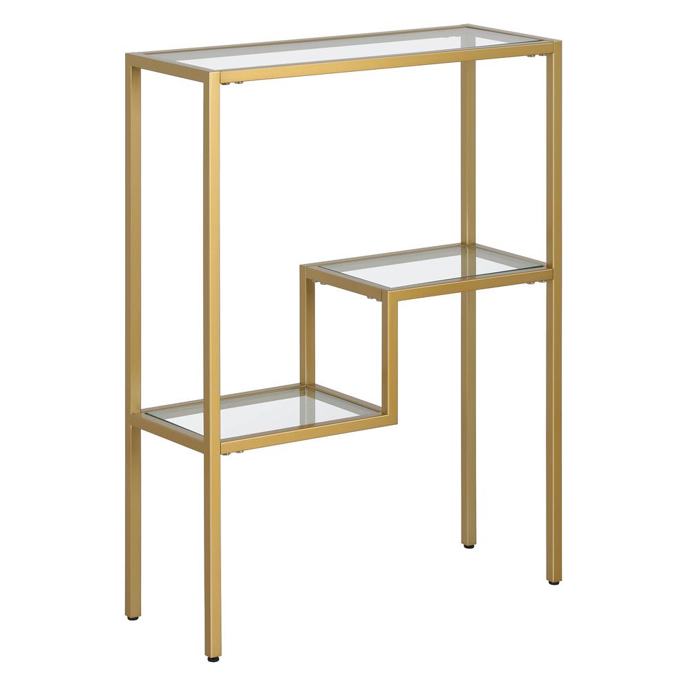 Lovett 22'' Wide Rectangular Console Table in Brass. Picture 1
