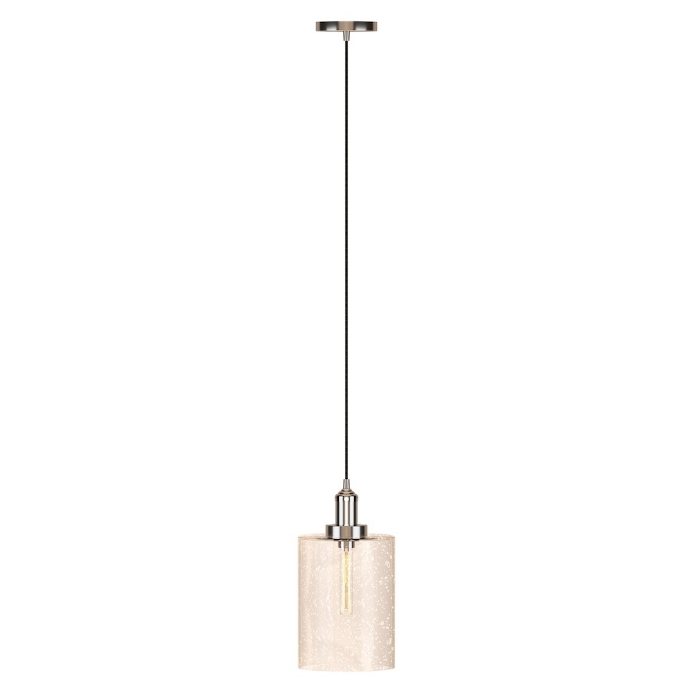 7'' Coastal Pendant Light Fixture with Glass Shade and 8' Cord, Polished Silver. Picture 3
