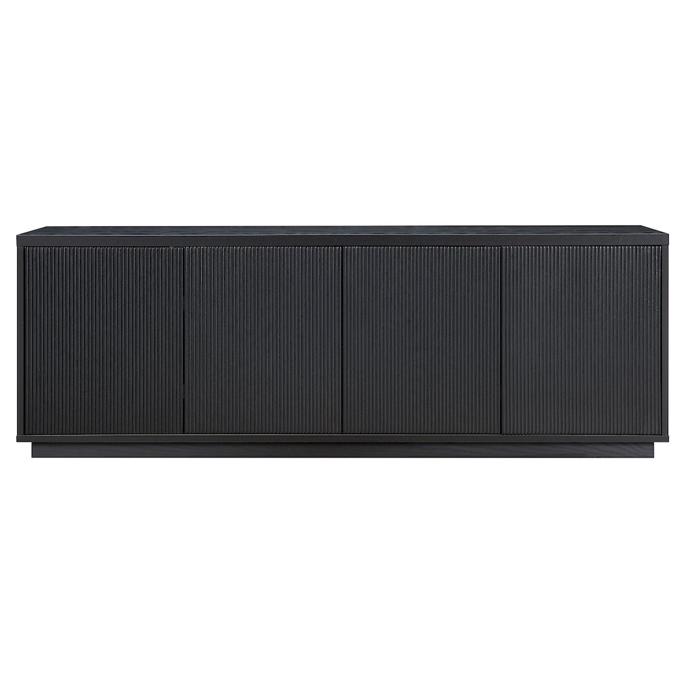 TV Stand for TVs up to 75",  2 Concealed Ribbed Storage Cabinets, Natural Black. Picture 3