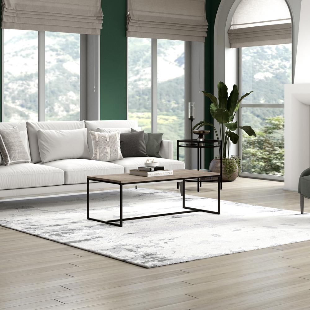 Boone 47.25" Wide Rectangular Coffee Table in Antiqued Gray Oak. Picture 6