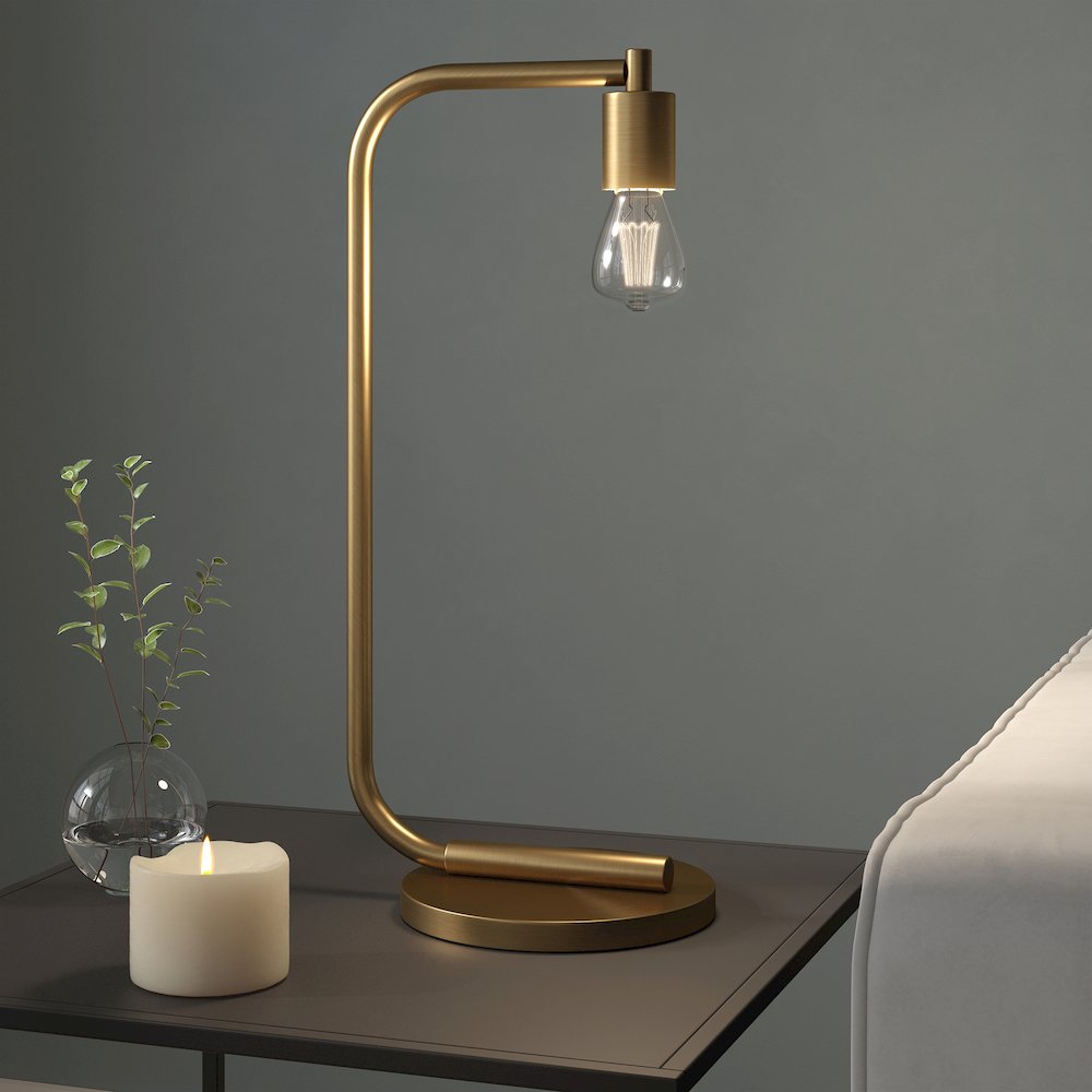 20'' Modern 1-Light Arc Table  Lamp for Living Room, Bedroom, or Office, Gold. Picture 5