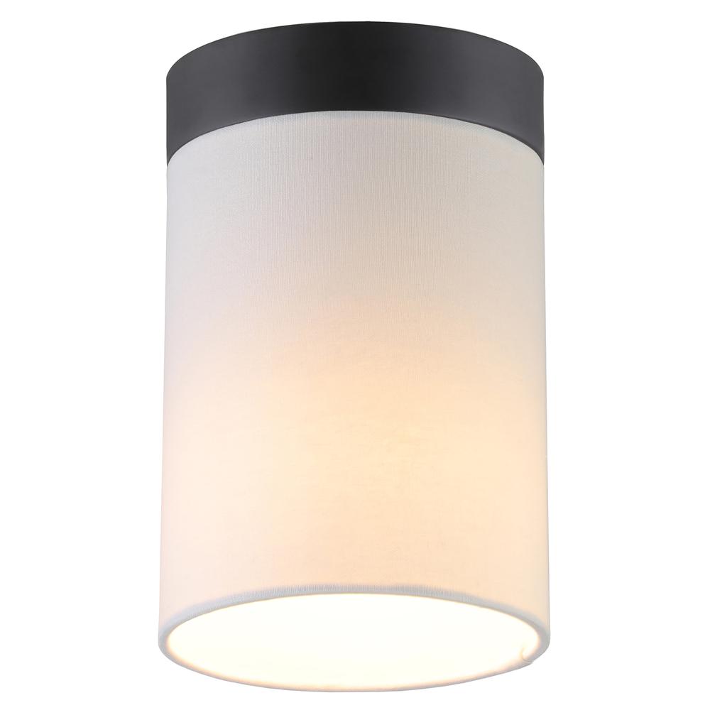 Piper 6" Flush Mount with Fabric Shade in Blackened Bronze/White. Picture 3