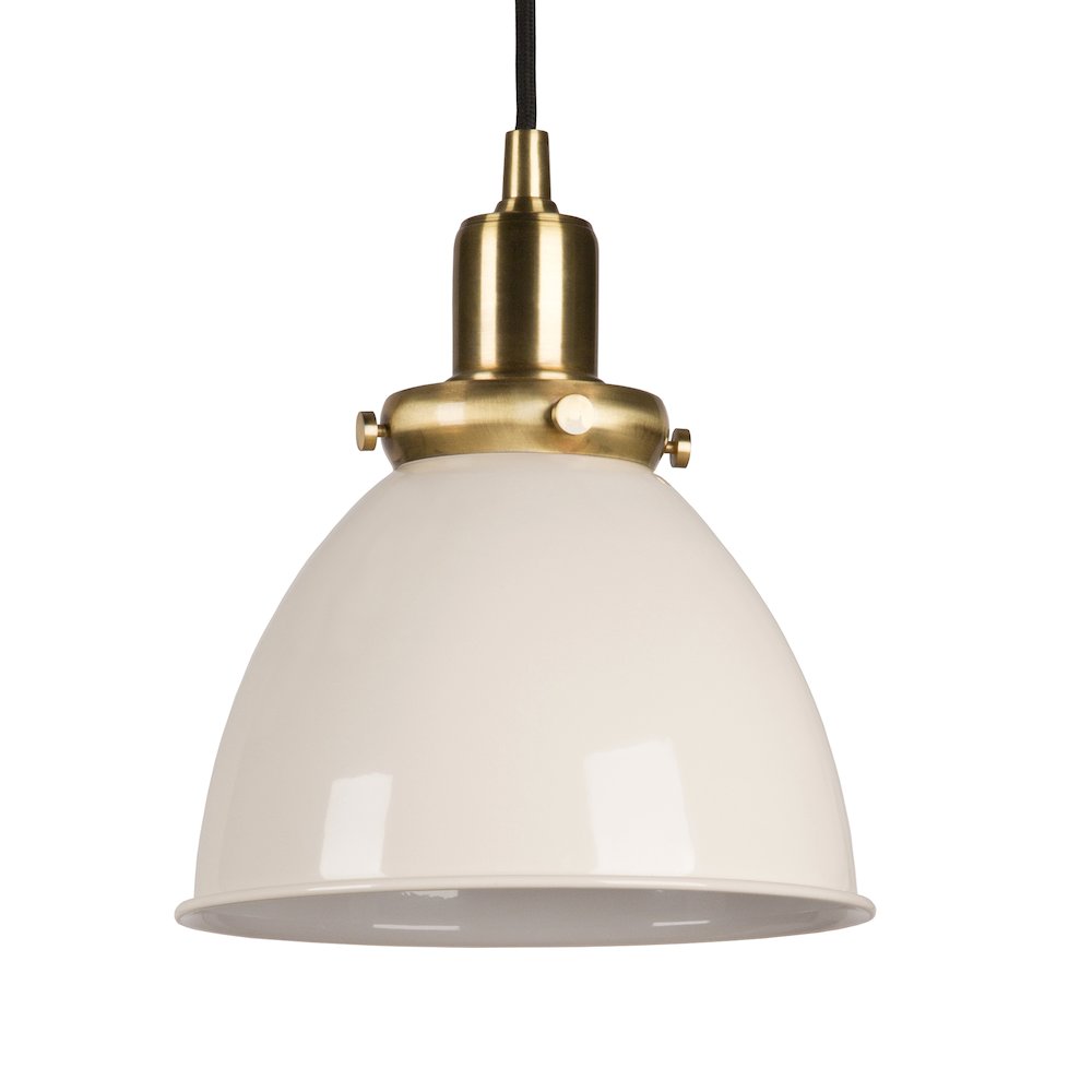 8"  Two-Toned Pendant Fixture with  White Metal Shade and 8' Cord,  White/Gold. Picture 8