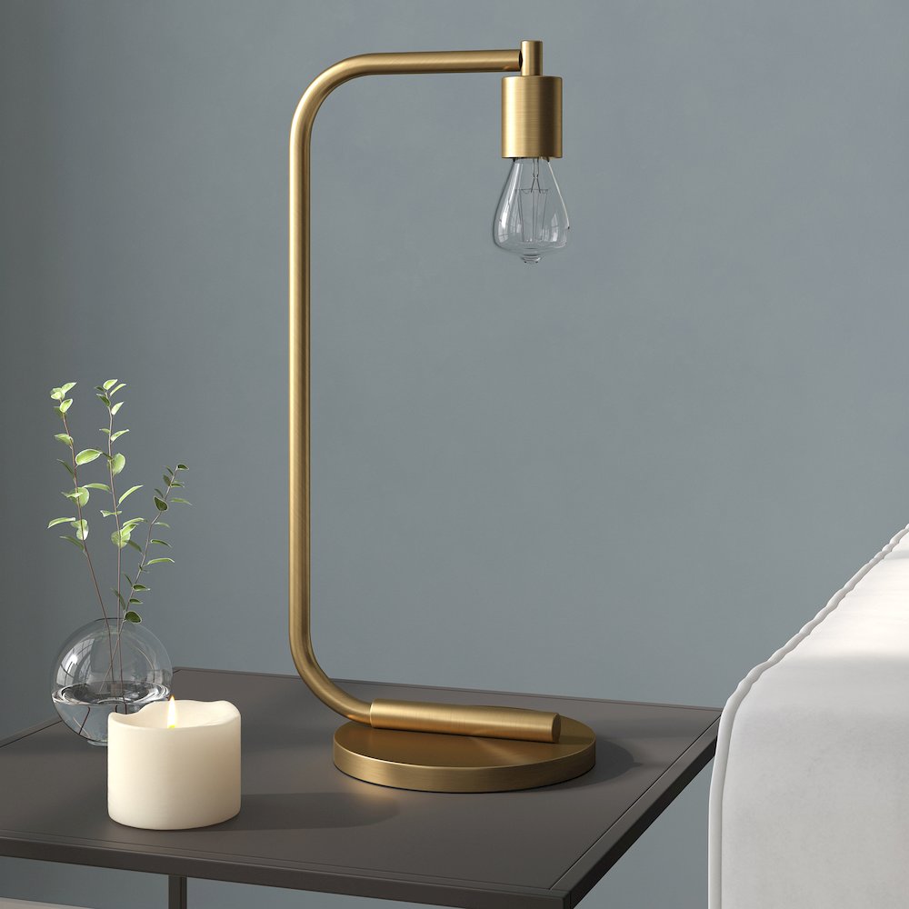 20'' Modern 1-Light Arc Table  Lamp for Living Room, Bedroom, or Office, Gold. Picture 2