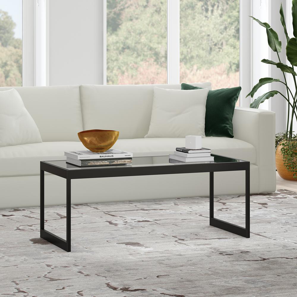 Ezra 45" Wide Rectangular Coffee Table in Blackened Bronze. Picture 2