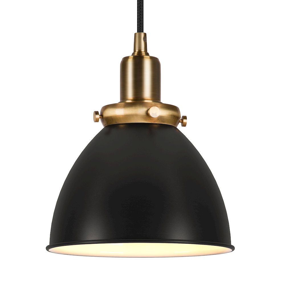 8" Two-Toned Pendant Light Fixture with Black Shade and 8' Cord, Ebony/Gold. Picture 5