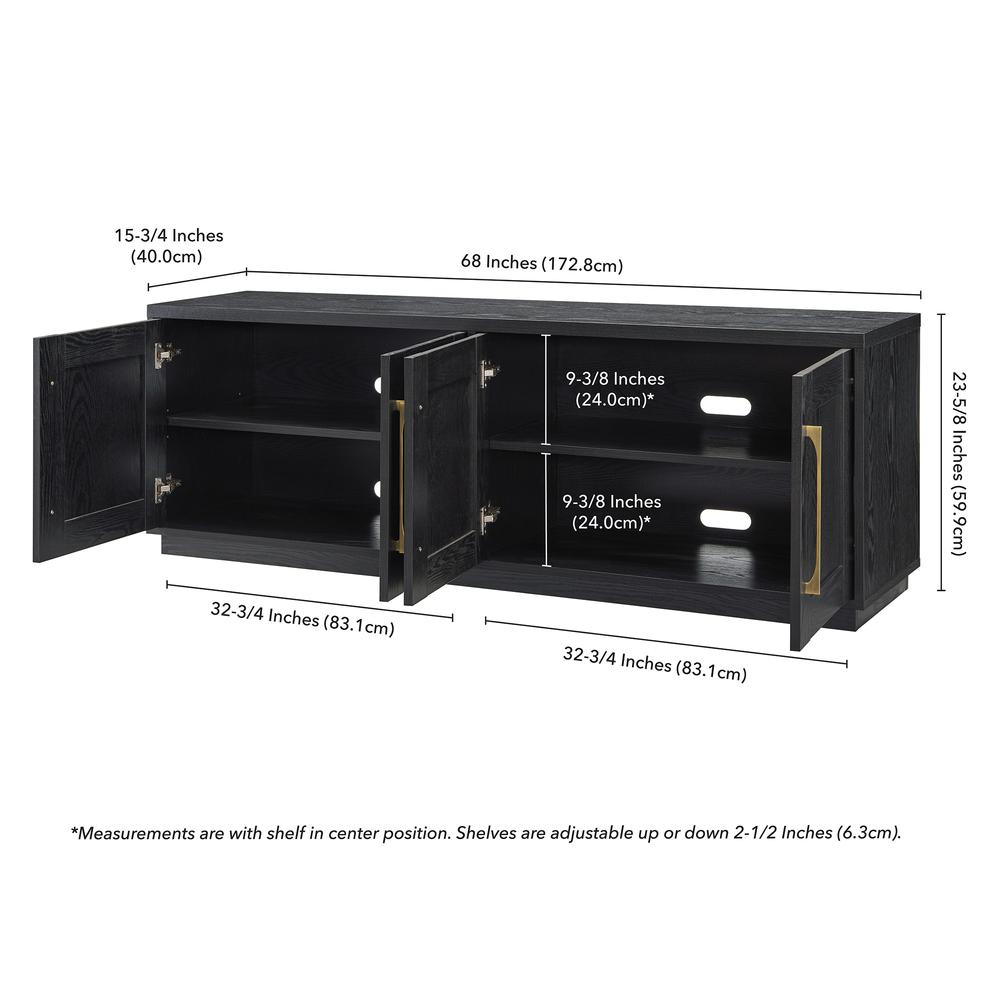 TV Stand for TVs up to 75" with 2 Concealed Storage Cabinets, Black. Picture 3
