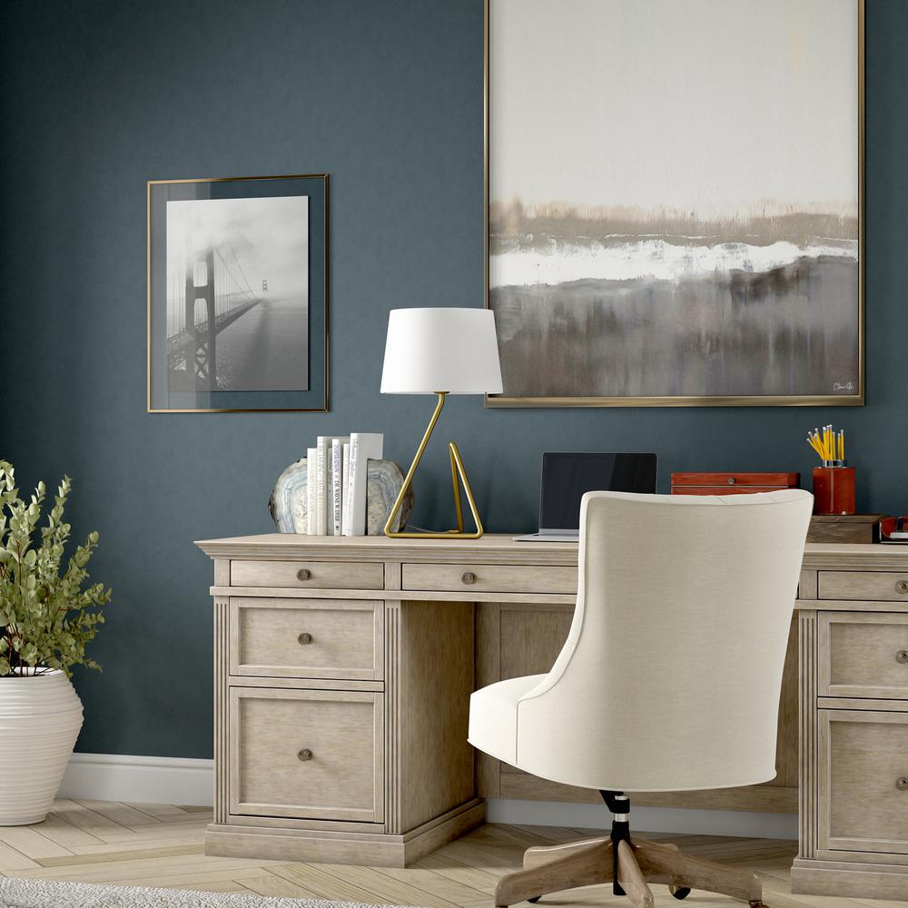 Cora 22" Metal Table Lamp with Fabric Shade in Brushed Brass. Picture 4