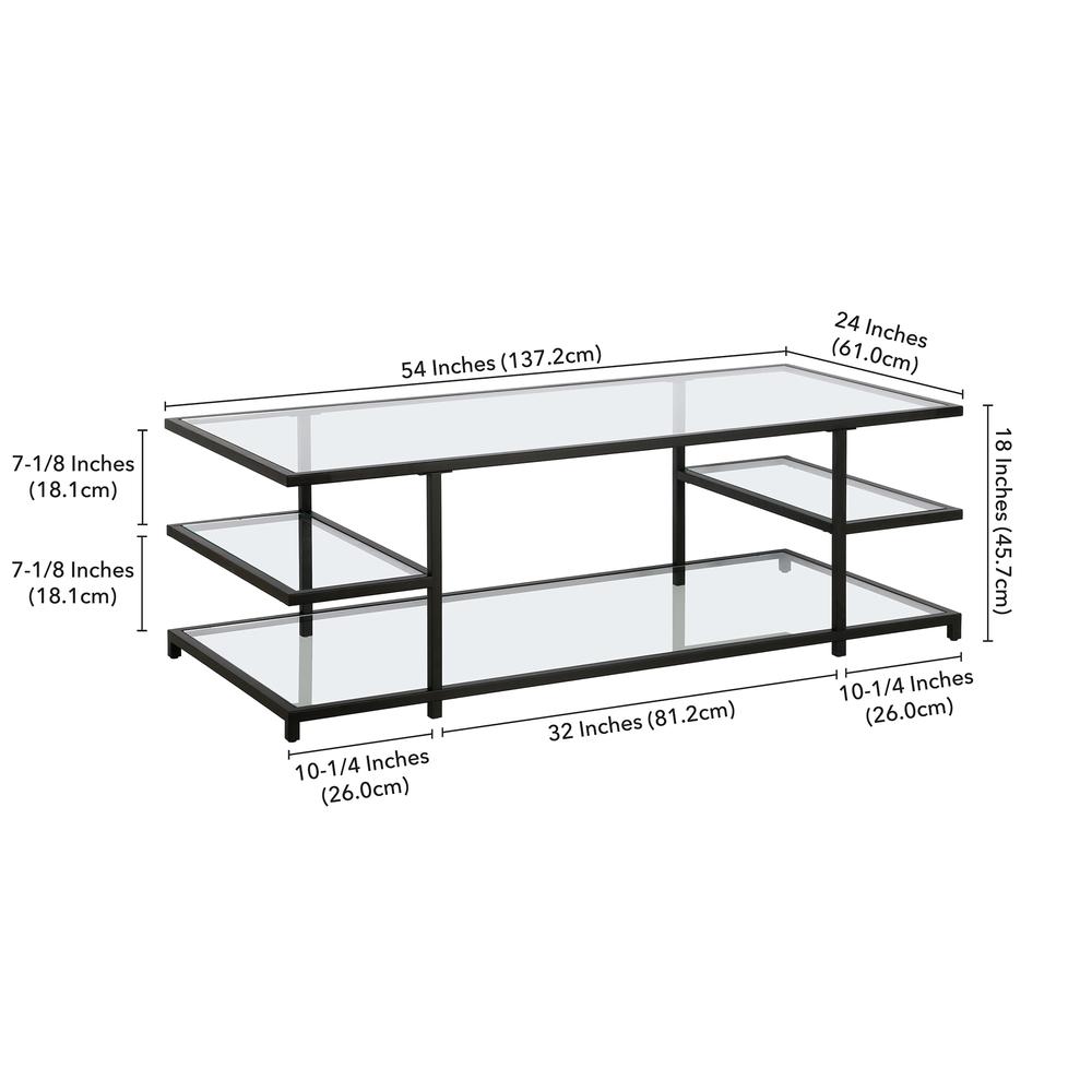 Greenwich 54'' Wide Rectangular Coffee Table in Blackened Bronze. Picture 5