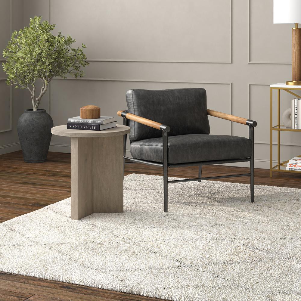 Anders 20" Wide Round Side Table in Antiqued Gray Oak. Picture 10