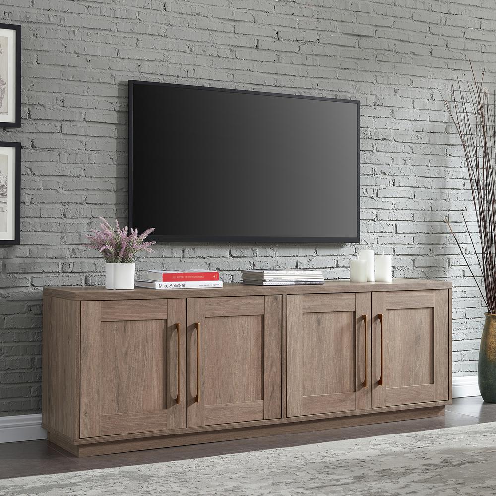 Tillman Rectangular TV Stand for TV's up to 80" Antiqued Gray Oak. Picture 9