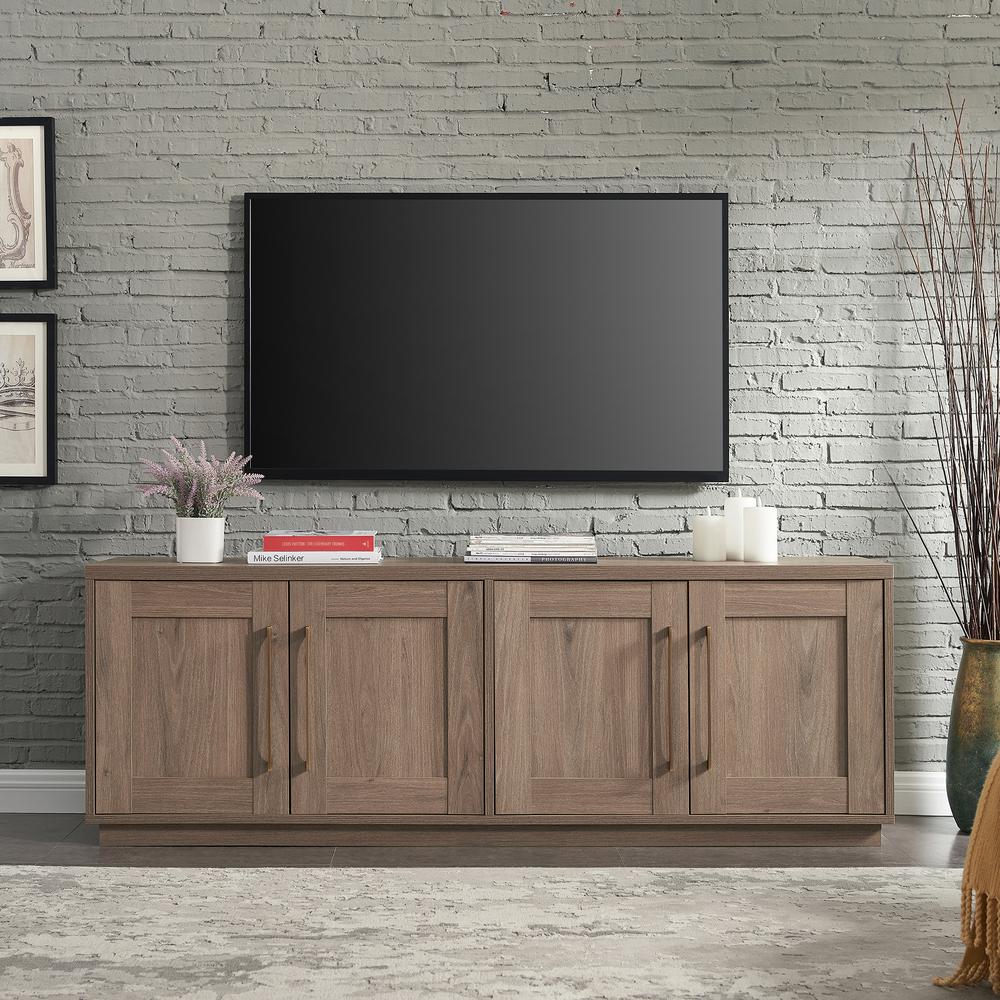 Tillman Rectangular TV Stand for TV's up to 80" Antiqued Gray Oak. Picture 10