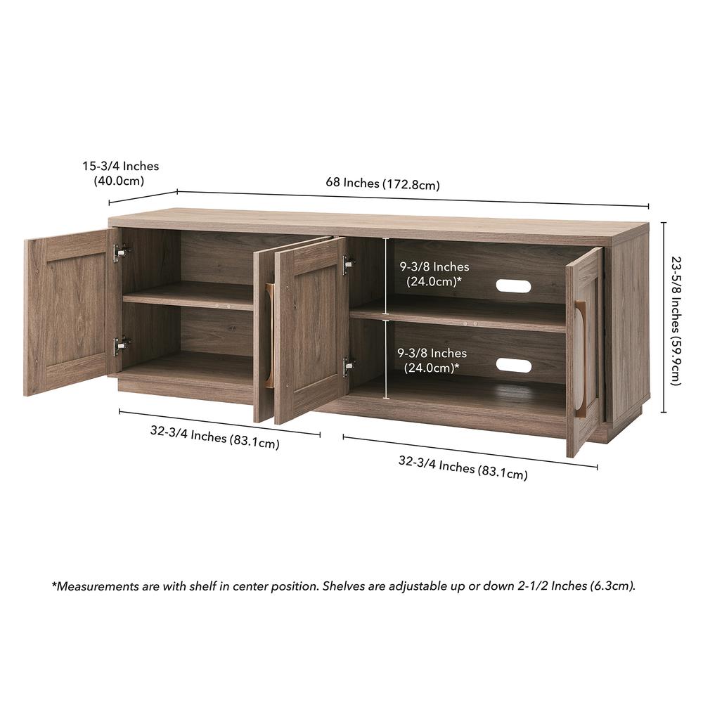 Tillman Rectangular TV Stand for TV's up to 80" Antiqued Gray Oak. Picture 6
