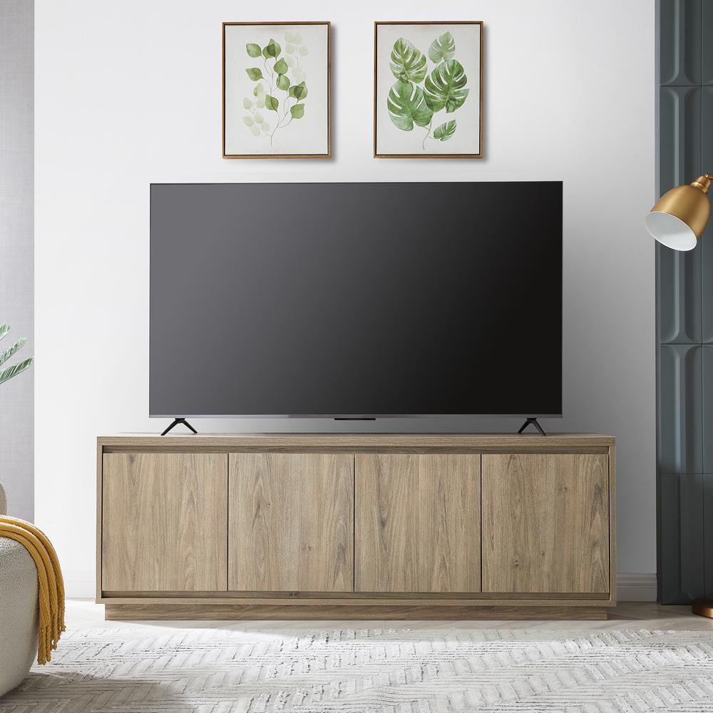 Presque Rectangular TV Stand for TV's up to 80" in Gray. Picture 9