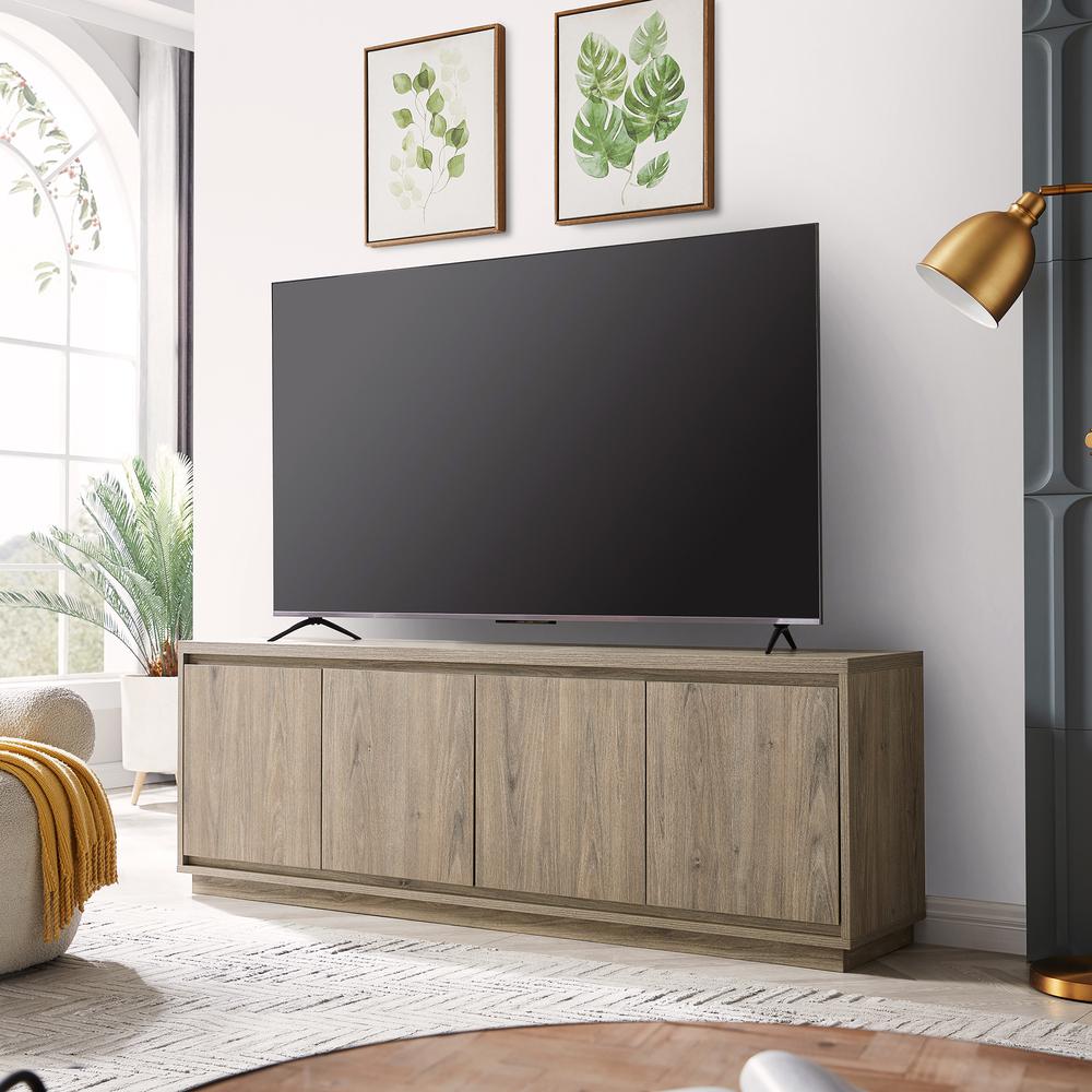 Presque Rectangular TV Stand for TV's up to 80" in Gray. Picture 10