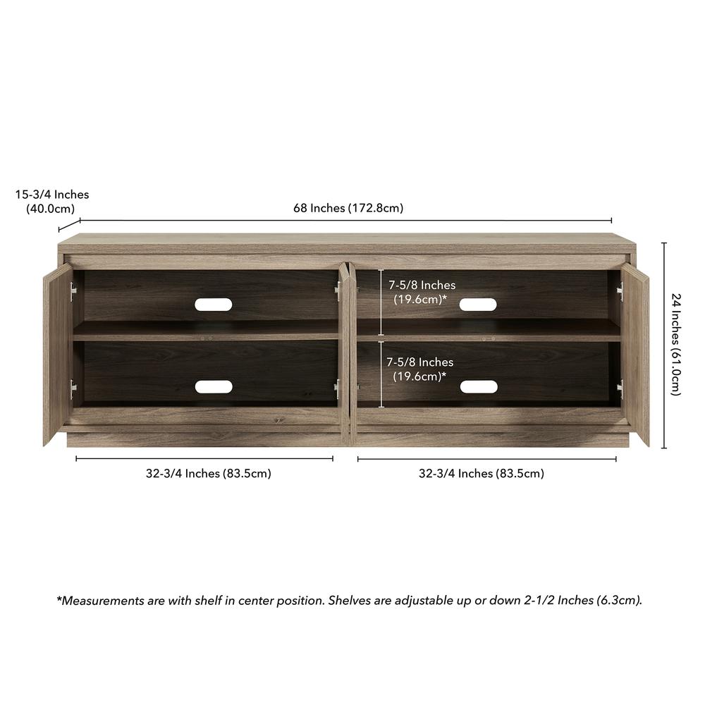 Presque Rectangular TV Stand for TV's up to 80" in Gray. Picture 6