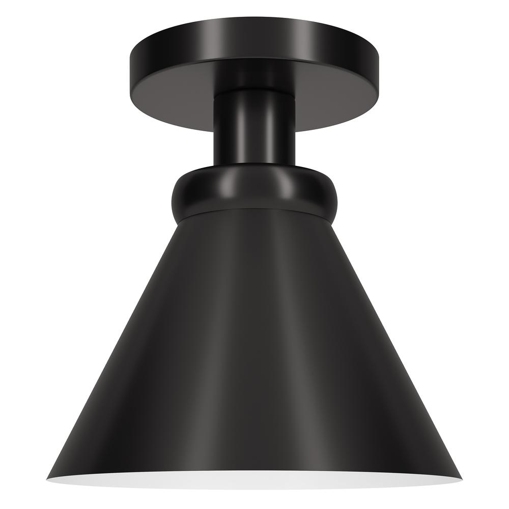 Zeno 8.5" Semi Flush Mount with Metal Shade in Blackened Bronze/Blackened Bronze. Picture 1