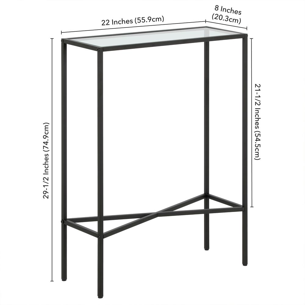 Henley 22'' Wide Rectangular Console Table with Glass Top in Blackened Bronze. Picture 5