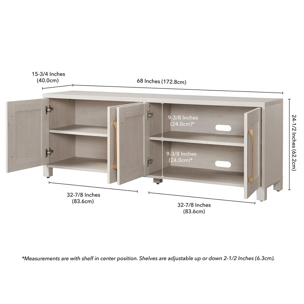 Chabot Rectangular TV Stand for TV's up to 80" in Alder White. Picture 5