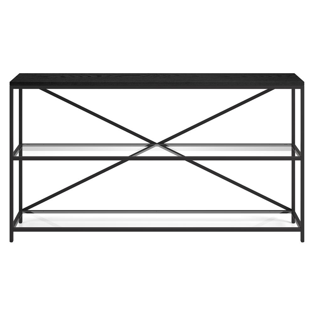 Fionn 55" Wide Rectangular Console Table in Blackened Bronze/Black Grain. Picture 2