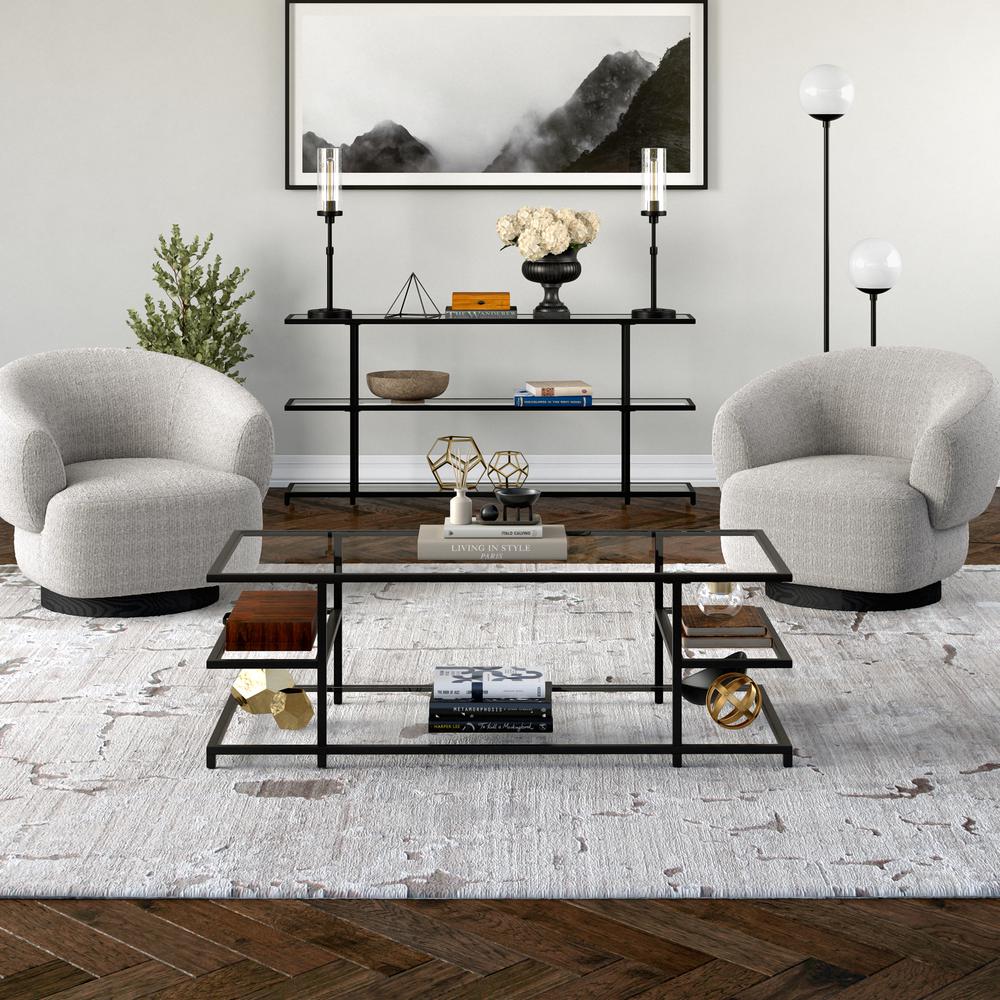 Greenwich 54'' Wide Rectangular Coffee Table in Blackened Bronze. Picture 4