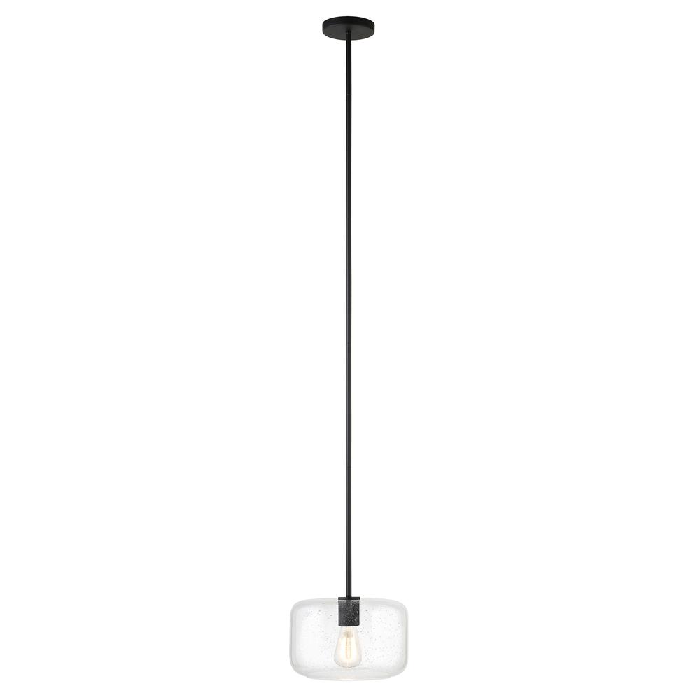 Channing 11" Wide Pendant with Glass Shade in Blackened Bronze/Seeded. Picture 3