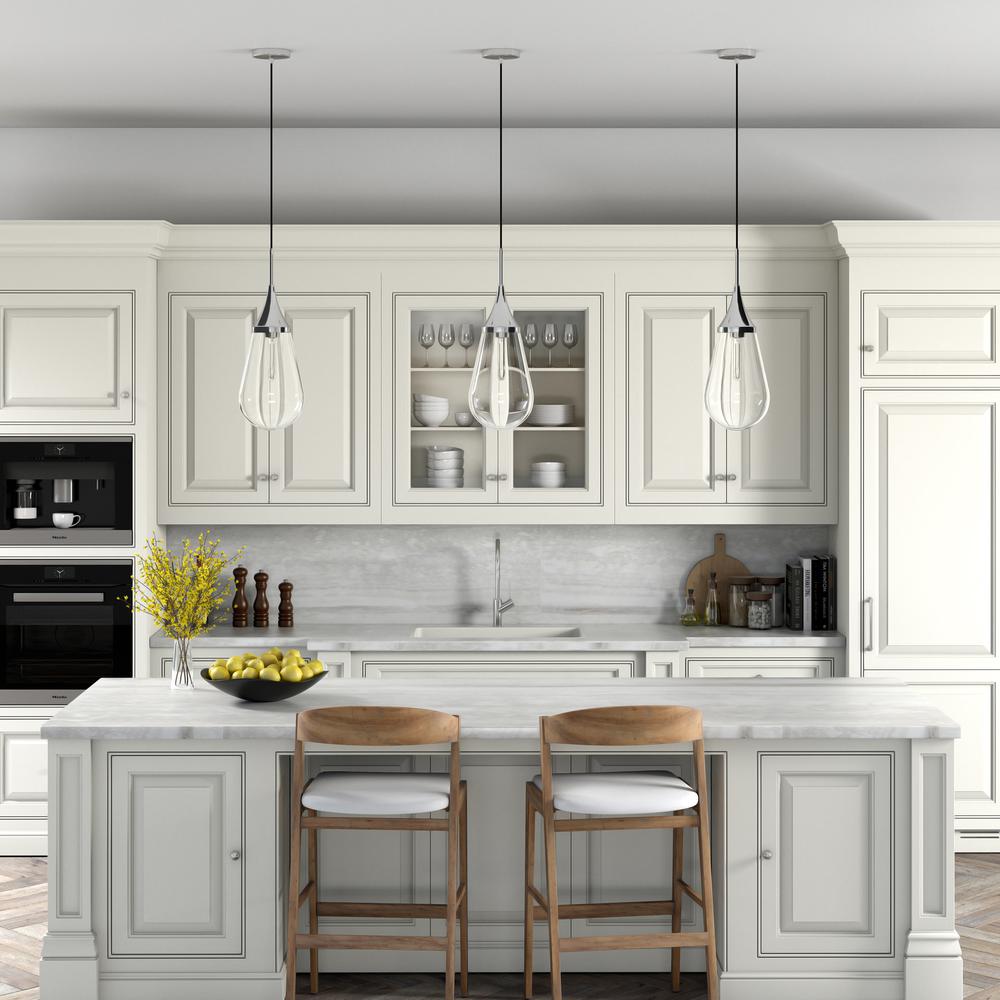 Ambrose 8.63" Wide Pendant with Glass Shade in Polished Nickel/Clear. Picture 4