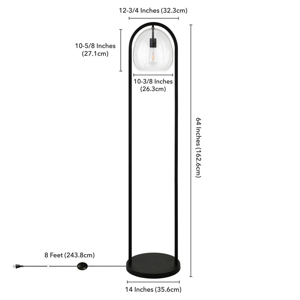 Sydney 64" Floor Lamp with Seeded Glass Shade in Blackened Bronze. Picture 5