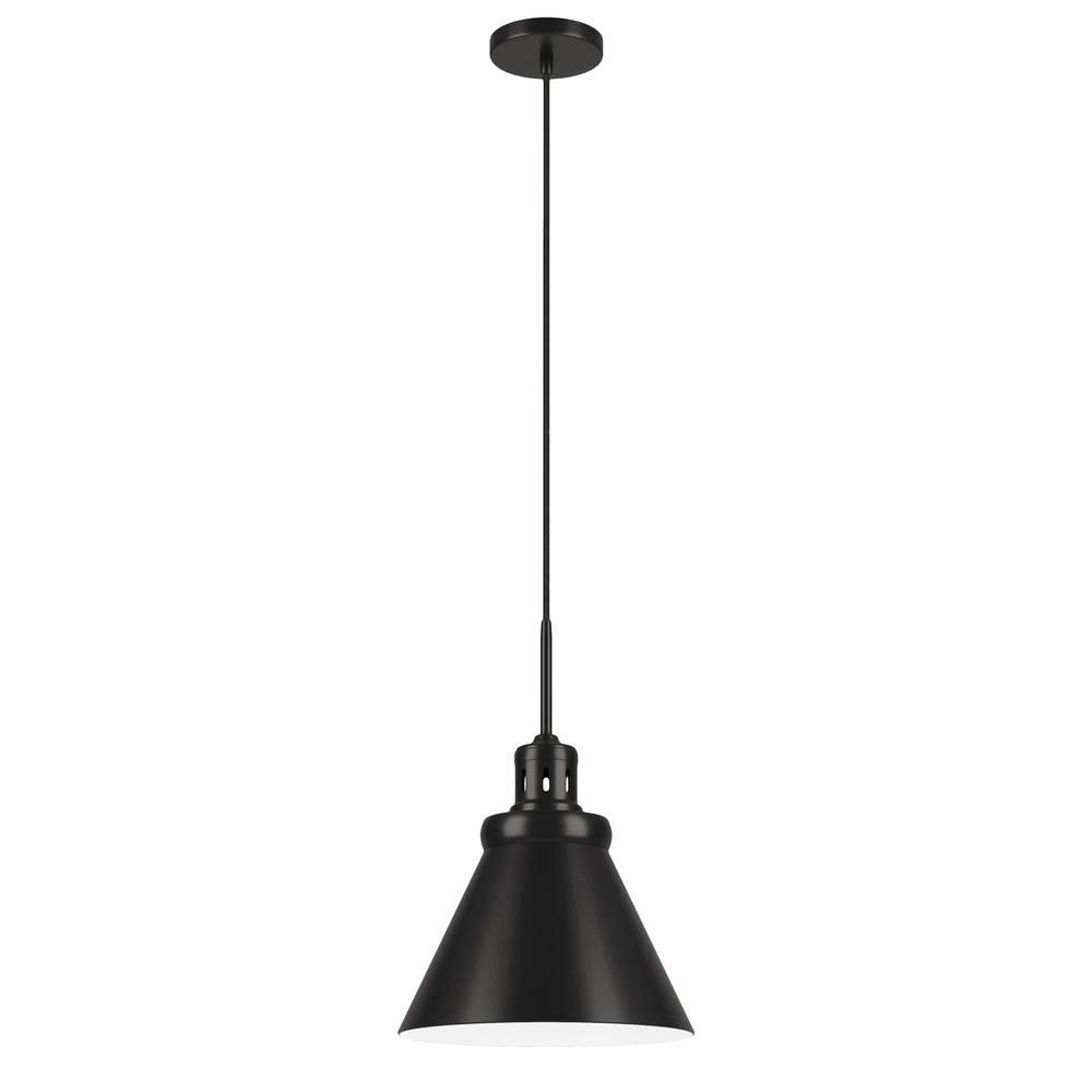 Zeno 12" Wide Pendant with Metal Shade in Blackened Bronze/Blackened Bronze. Picture 1