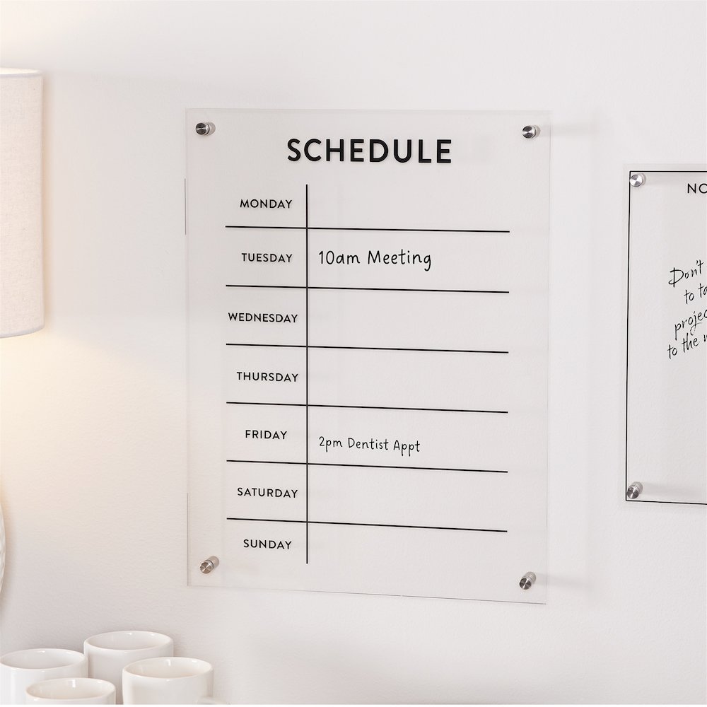 Weekly Wall Calendar 14.5" x 19"H Acrylic. Picture 3