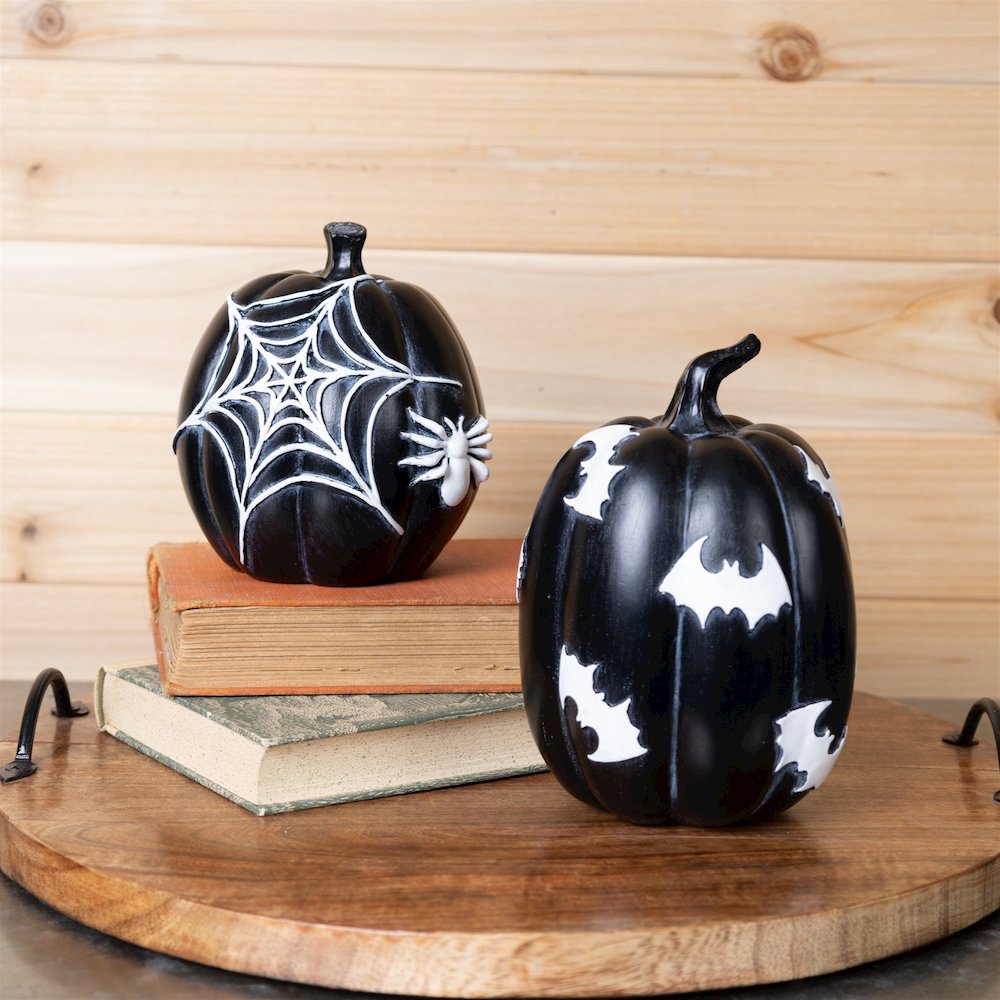 Halloween Spider and Bat Pumpkin (Set of 2). Picture 5