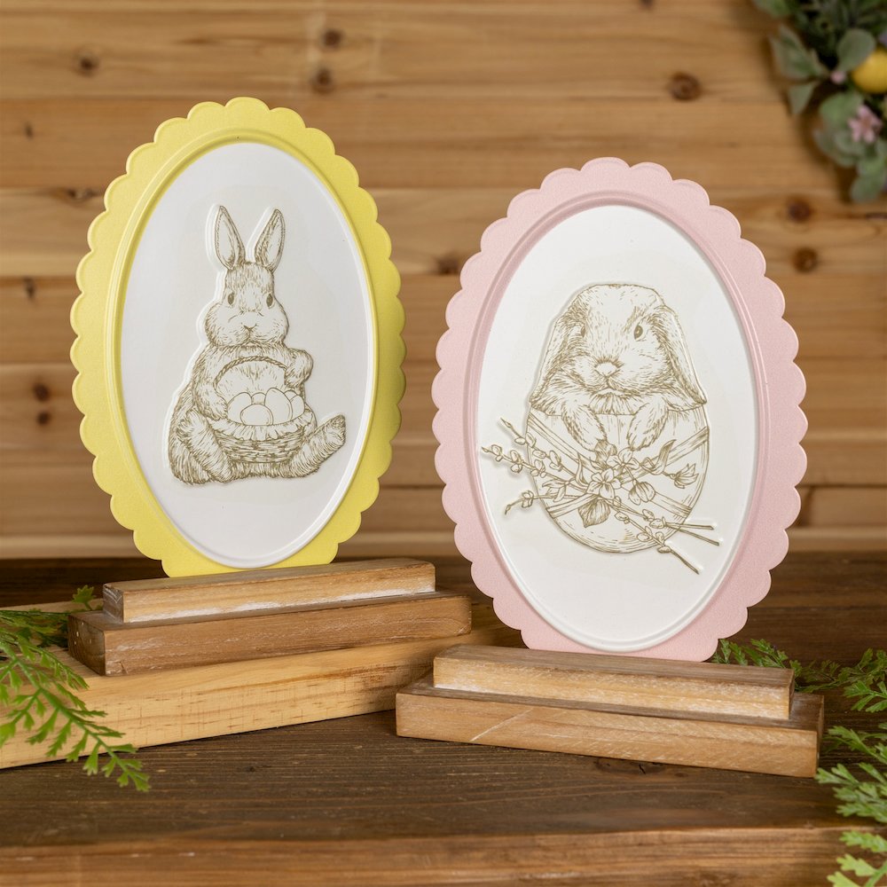 Bunny Embossed Tabletop Décor – Set of 2. Picture 6