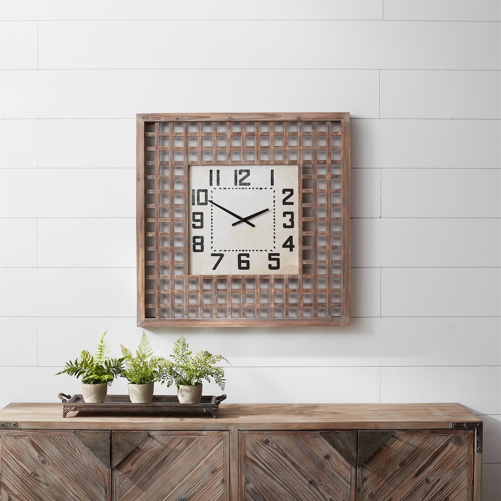 Clock 29.5"SQ Wood/MDF. Picture 3