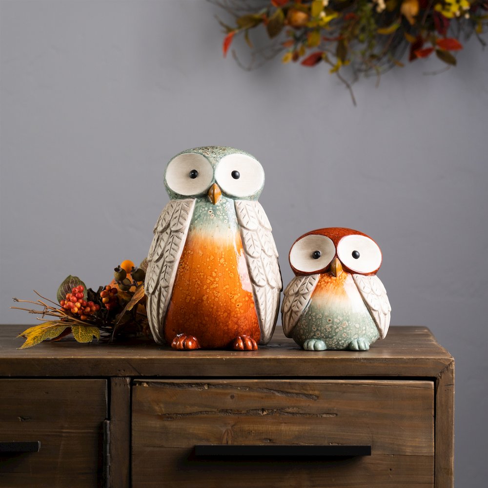 Owl (Set of 2) 6"H, 10"H Terra Cotta. Picture 5