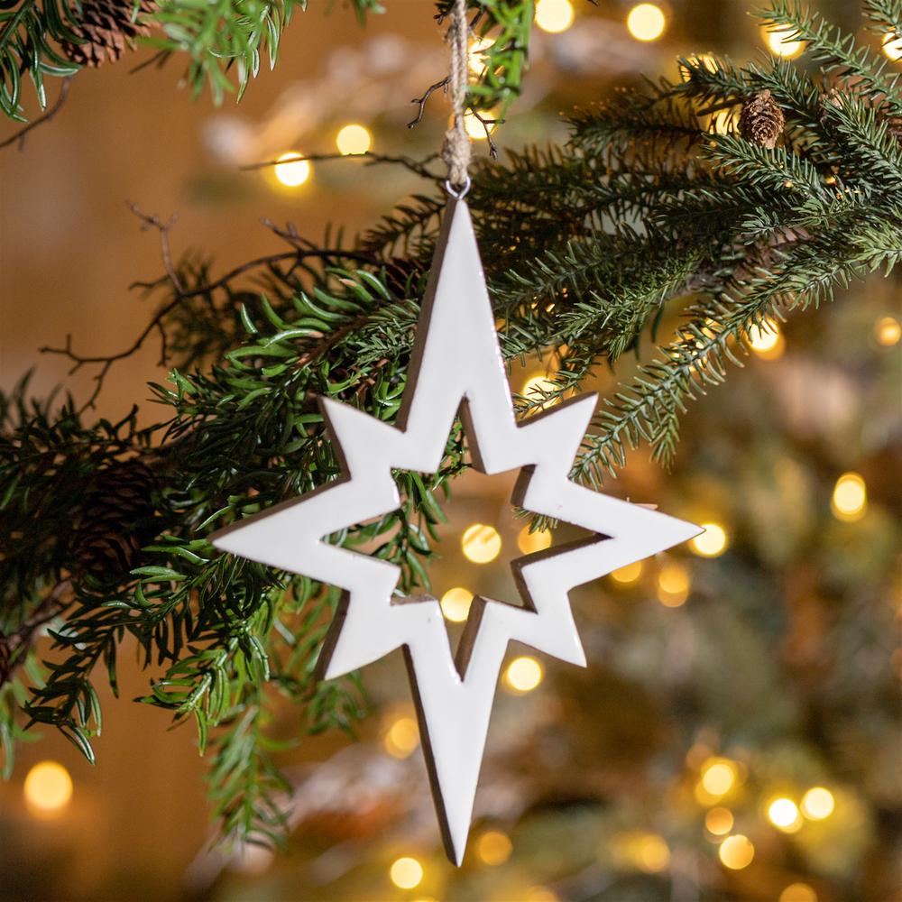 Star Cut-Out Ornament (Set of 4) 10"H Wood. Picture 3