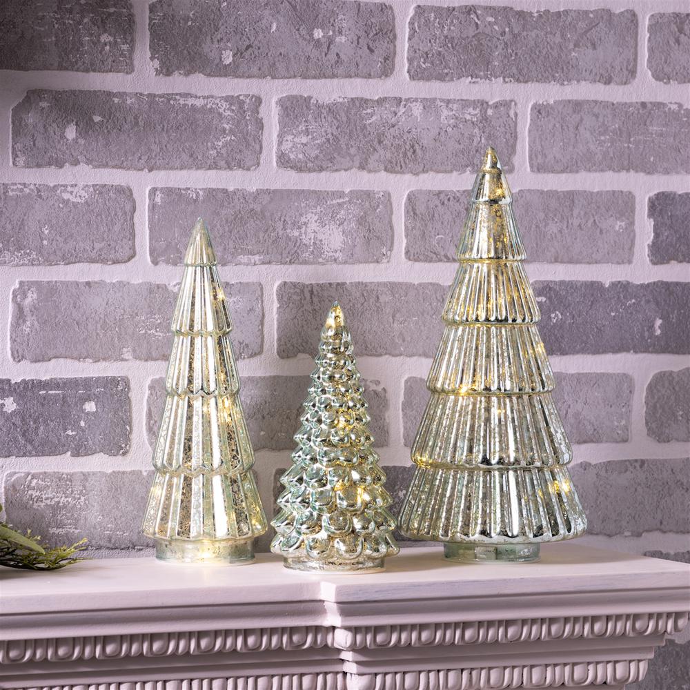 LED Tree (Set of 3) 7.25"H, 9.5"H, 11.5"H Glass. Picture 3