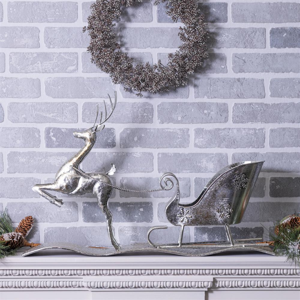 Reindeer w/Sleigh 25.5"L x 17"H Iron. Picture 3