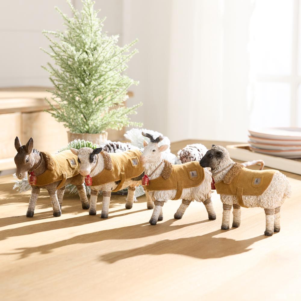 Farm Animal w/Coat (Set of 4) 4.5"H, 5"H, 5.75"H Resin. Picture 3