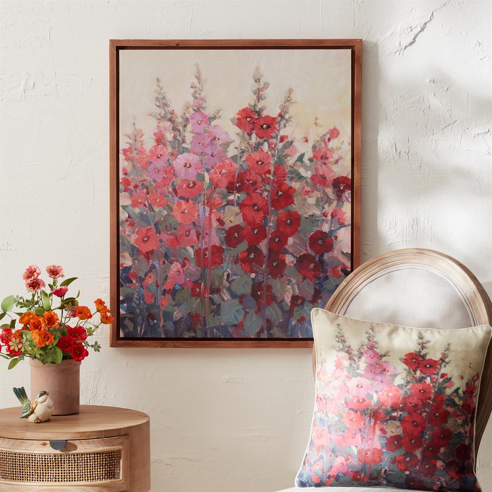 Hollyhock Print 23.5"L x 29"H Wood/Canvas. Picture 3