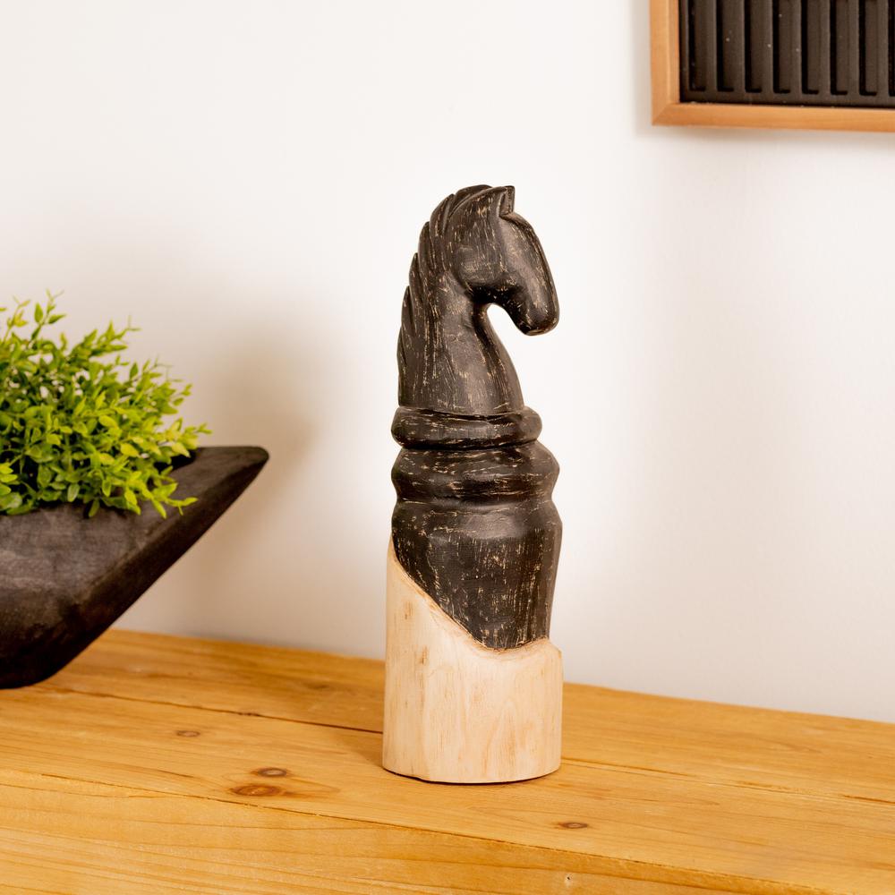 Knight Chess Piece (Set of 2) 13.5"H Wood. Picture 2