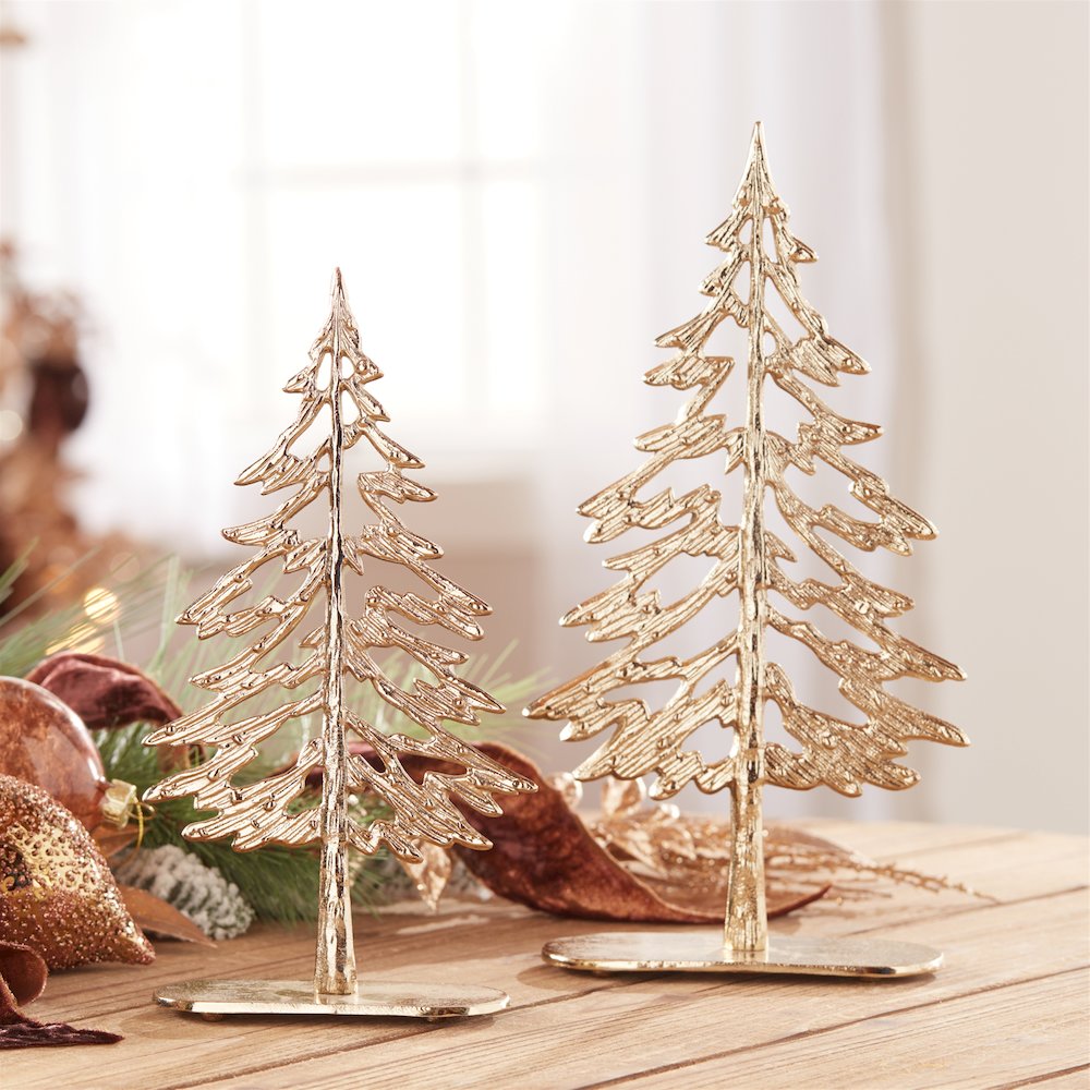 Metal Tree with Wood Base (Set of 2). Picture 3
